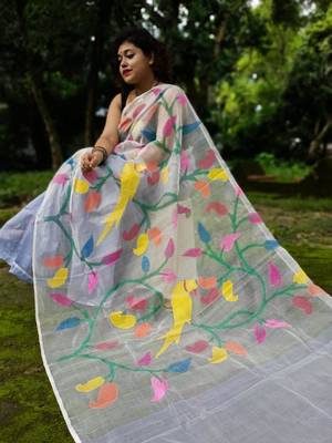 Leaf Buti Motka Muslin Jamdani Saree 1