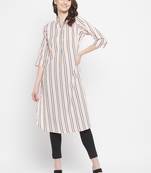 Pink Color Stripe Printed Crepe Kurti