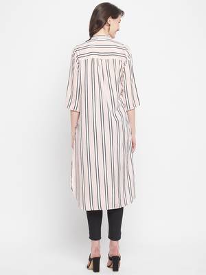Pink Color Stripe Printed Crepe Kurti 2