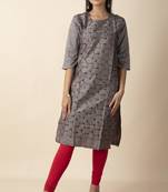 Mihika Cotton Women's Stitched Designed Kurti With Mirror Works