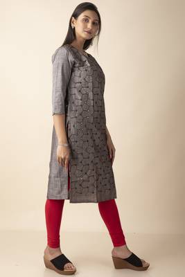 Mihika Cotton Women's Stitched Designed Kurti With Mirror Works 4