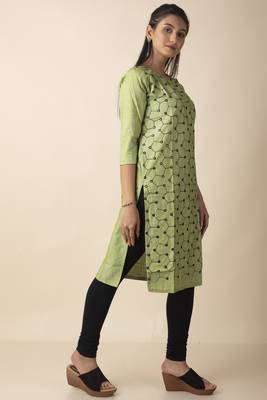 Mihika Cotton Women's Stitched Designed Kurti With Mirror Works 4