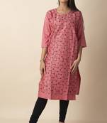 Mihika Cotton Women's Stitched Designed Kurti With Mirror Works