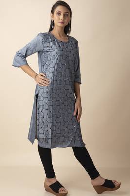Mihika Cotton Women's Stitched Designed Kurti With Mirror Works 5
