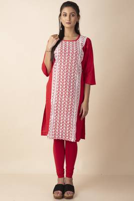 Shravya Cotton Women's Embroidery Floral Designed Kurti 1