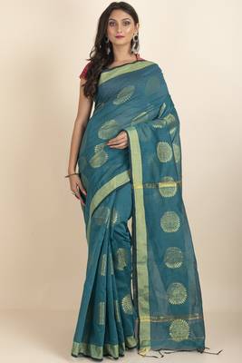 Aarna Handloom Cotton Silk Chakra Printed Saree 1