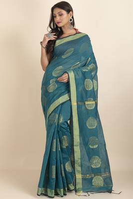 Aarna Handloom Cotton Silk Chakra Printed Saree 2