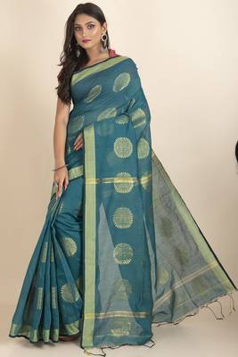Aarna Handloom Cotton Silk Chakra Printed Saree 3
