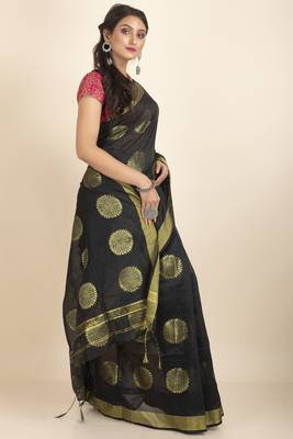 Aarna Handloom Cotton Silk Chakra Printed Saree 4