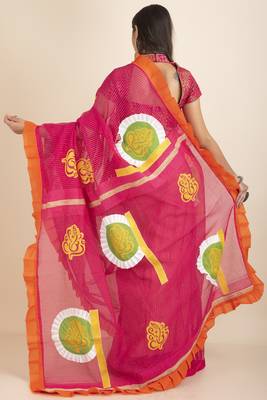 Ranimaa Retro Bengal Style Noiel Applique Work Saree 4