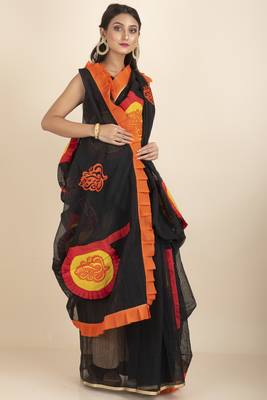 Ranimaa Retro Bengal Style Noiel Applique Work Saree 3