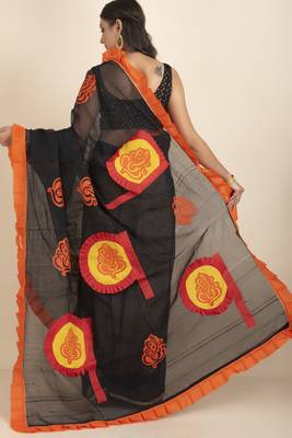 Ranimaa Retro Bengal Style Noiel Applique Work Saree 4