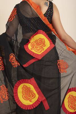 Ranimaa Retro Bengal Style Noiel Applique Work Saree 5
