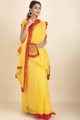 Ranimaa Retro Bengal Style Noiel Applique Work Saree 2