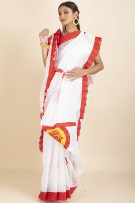 Ranimaa Retro Bengal Style Noiel Applique Work Saree 1