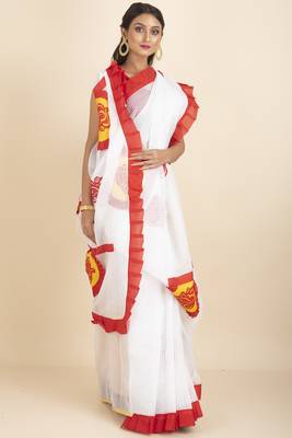 Ranimaa Retro Bengal Style Noiel Applique Work Saree 2