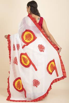 Ranimaa Retro Bengal Style Noiel Applique Work Saree 3