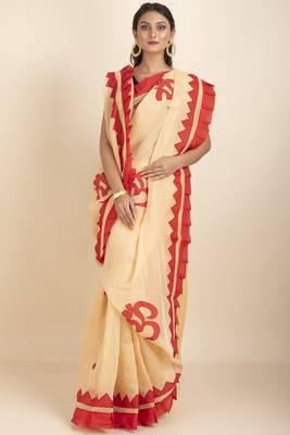 Om  Designed Noiel Applique Work Saree 1