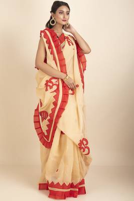 Om  Designed Noiel Applique Work Saree 2