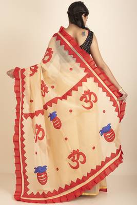 Om  Designed Noiel Applique Work Saree 3