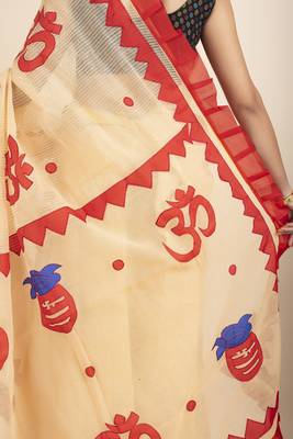 Om  Designed Noiel Applique Work Saree 4