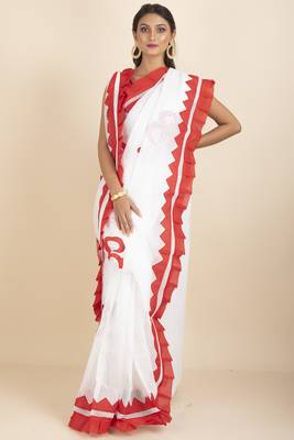 Om  Designed Noiel Applique Work Saree 1