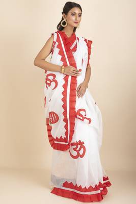 Om  Designed Noiel Applique Work Saree 3