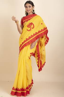 Om  Designed Noiel Applique Work Saree 1