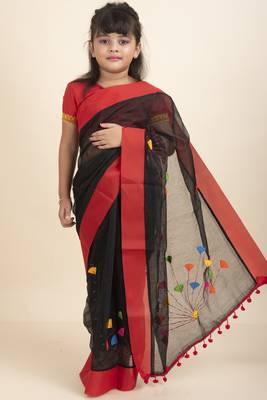 Anushka Kids Saree With Stitched Blouse And Petticoat 2