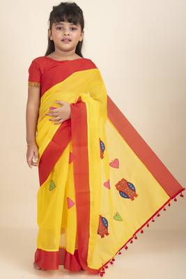ANUSHKA KIDS SAREe WITH STITCHED BLOUSE AND PETTICOAT 2