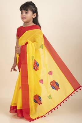 ANUSHKA KIDS SAREe WITH STITCHED BLOUSE AND PETTICOAT 3