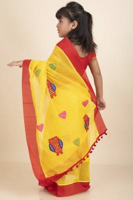 ANUSHKA KIDS SAREe WITH STITCHED BLOUSE AND PETTICOAT 4