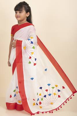 Aishwarya Kids Saree  With Stitched Blouse And Petticoat 2