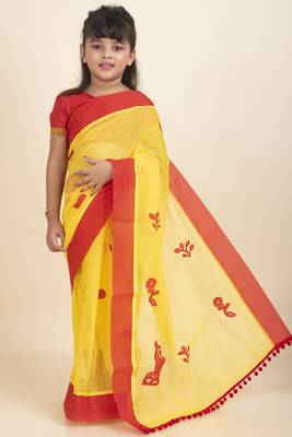 Aishwarya Kids Saree  With Stitched Blouse And Petticoat 1