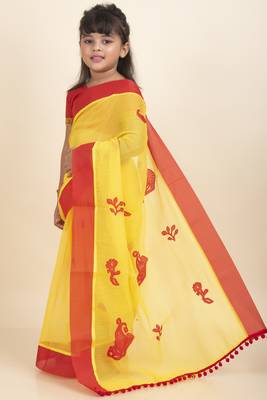 Aishwarya Kids Saree  With Stitched Blouse And Petticoat 2