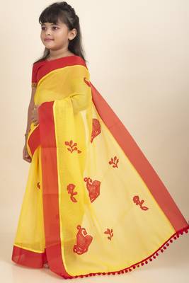 Aishwarya Kids Saree  With Stitched Blouse And Petticoat 3