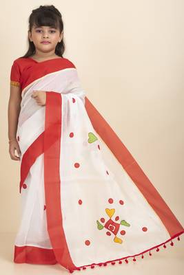 Aishwarya Kids Saree  With Stitched Blouse And Petticoat 1