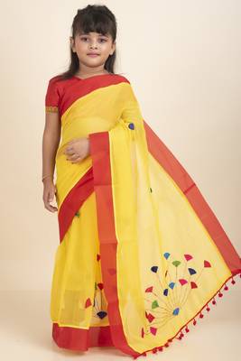 Aishwarya Kids Saree  With Stitched Blouse And Petticoat 1