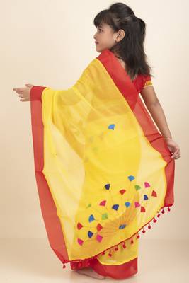 Aishwarya Kids Saree  With Stitched Blouse And Petticoat 3