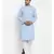 Men Turquoise Blue and White Cotton Solid Kurta with Pyjamas