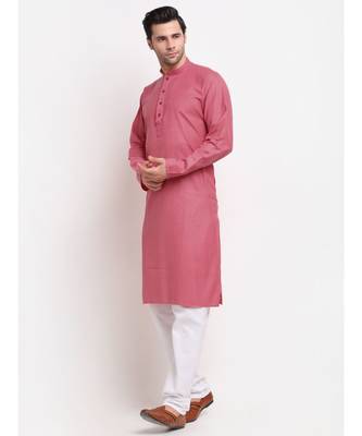 Men Cotton Striped Pink Kurta with Pyjamas 1