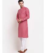Men Cotton Striped Pink Kurta with Pyjamas