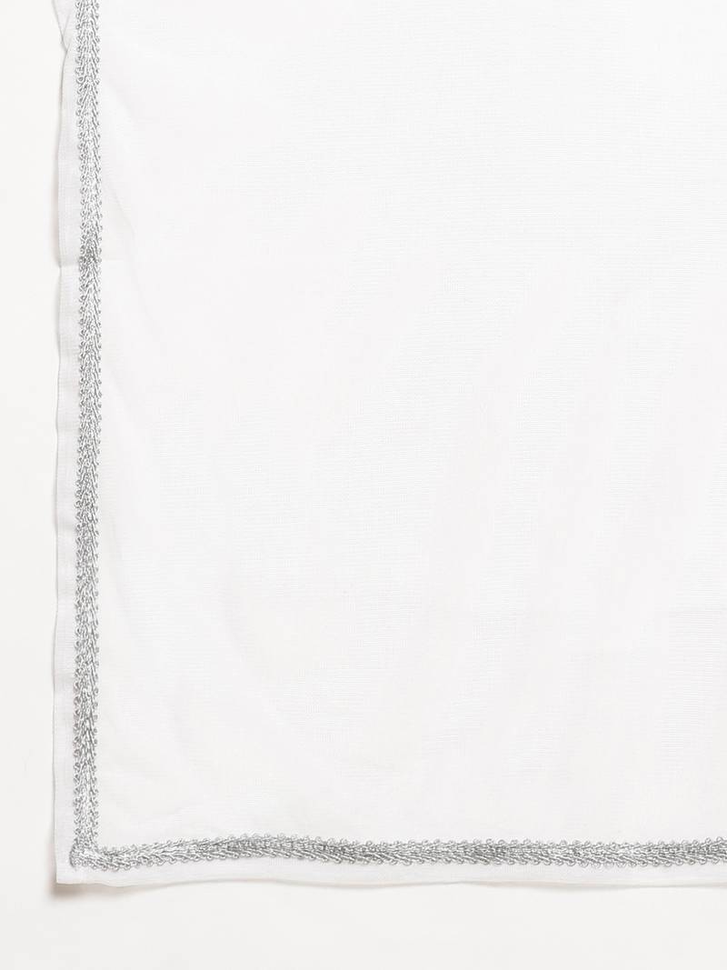 Ahalyaa Wome's White Crepe Digital Print Kurta Palazzo Set With Dupatta