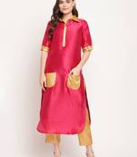 Ahalyaa Women Pink Gotta Patti Kurta with Trousers