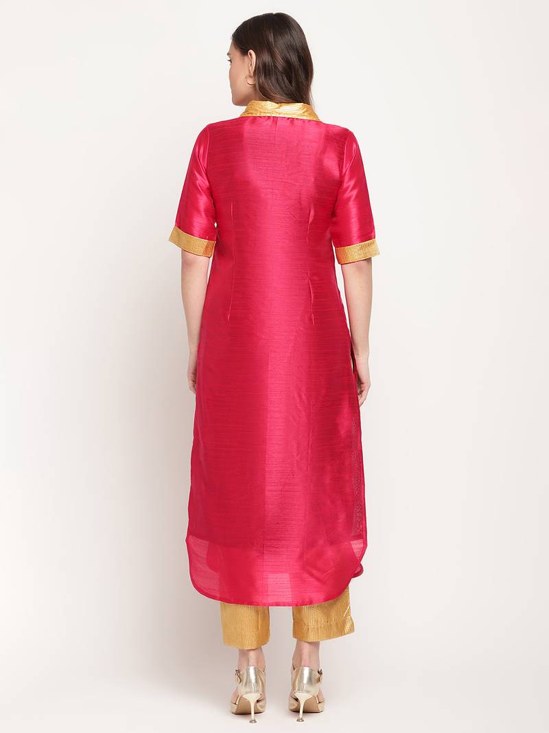 Ahalyaa Women Pink Gotta Patti Kurta with Trousers