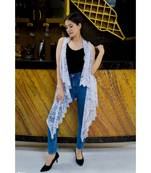 white jacquard net women net shrug