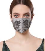 Anekaant   Ply Grey & Black Faux Silk Foliage Embellished Fabric Fashion Mask