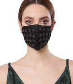 Anekaant   Ply Black Faux Silk Floral Embellished Fabric Fashion Mask