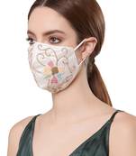 Anekaant   Ply cream & multi Faux Silk Foliage Embellished Fabric Fashion Mask