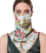 Anekaant   Ply Blue & Multi Modal Silk Floral Printed Fabric Fashion Mask